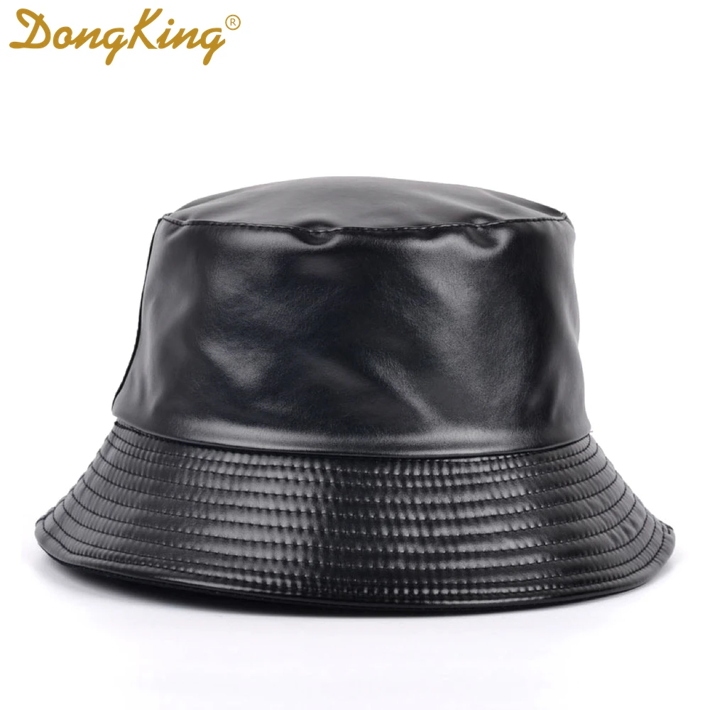 DongKing Панама из искусственной кожи, двусторонняя шляпа из ПУ и хлопка, модная женская панама, Панама, Рыбацкая Кепка