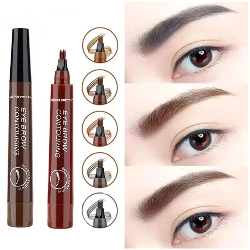 Quad Fork Eyebrow Pencil Pen Brown Black Waterproof Long Lasting Four-fork Water Eyebrow Enhancer Easy To Color Without Bloomin Quad Fork Eyebrow Pencil Pen Brown Black Waterproof Long Lasting Four-fork Water Eyebrow Enhancer Easy To Color Without Bloomin