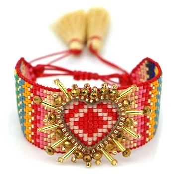 

Zhongvi MIYUKI Bracelet 3D Heart Bracelet Bohemian Bracelets Pulseras Mujer Moda 2020 Women Jewelry Boho Chic Handmade Loom Bead