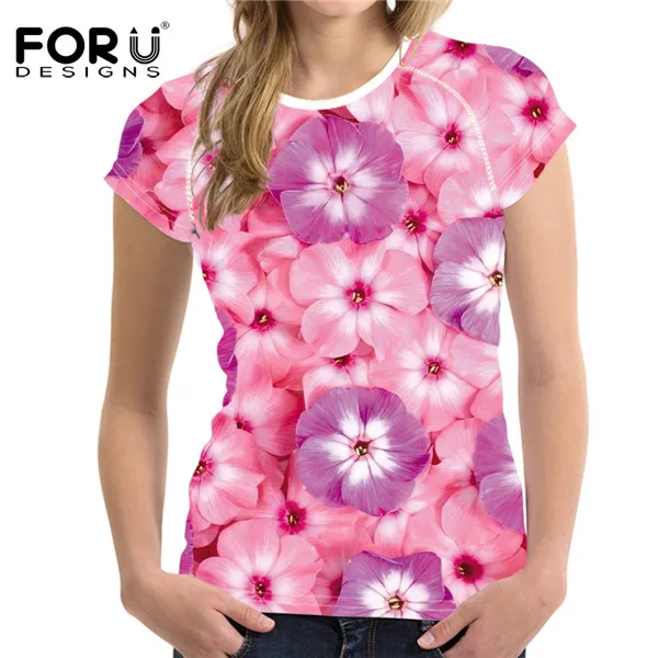 FORUDESIGNS/футболка с рисунком подсолнуха; 3D Цветочные розовые футболки для женщин; футболки для девочек; милые женские эластичные повседневные футболки с короткими рукавами - Цвет: Y0968BV
