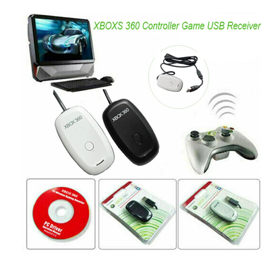 Récepteur de jeu sans fil pour Microsoft XBOX 360, contrôleur de jeu,  récepteur USB, adaptateur de manette de jeu, Support PC Windows | AliExpress