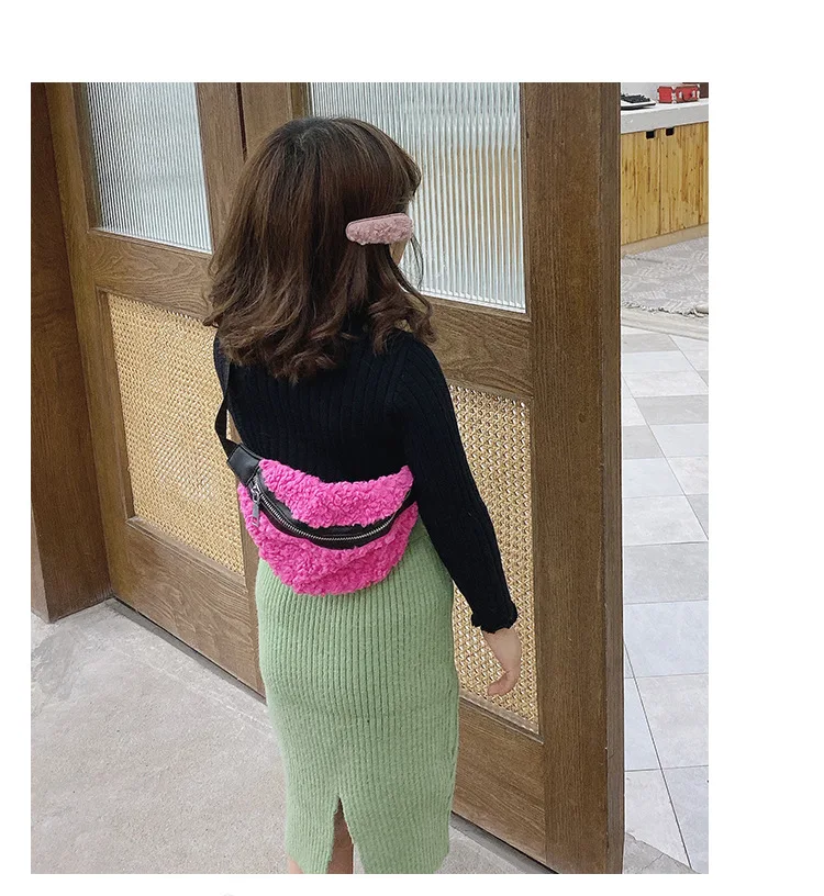 Monsisy Fanny Packs для девочек, поясная сумка, Детская шерстяная нагрудная сумка, Kawaii, зимний однотонный кошелек для телефона, кошелек для путешествий, поясная сумка