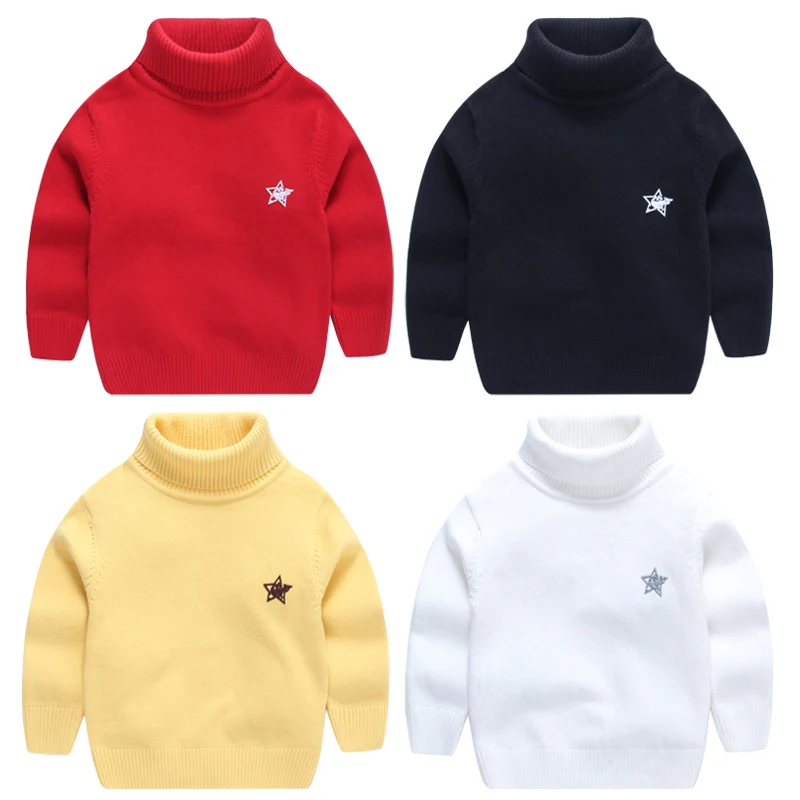 1-3y infants clothes boys sweaters winter pullovers cotton turtleneck knitted sweater for Girls solid casual Children clothing