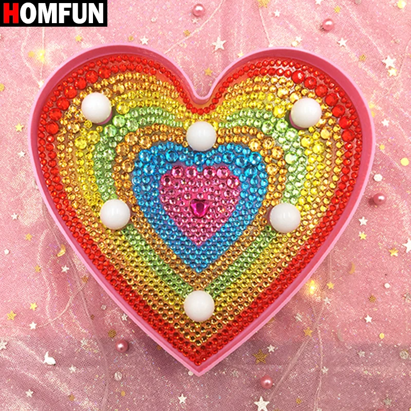 HOMFUN Diamond Painting LED Lamp Light 5D Embroidery DIY Rhinestones Unicorn Night Christmas Halloween Gift | Дом и сад