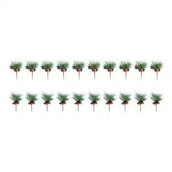 

20pcs Artificial Flower Christmas Berry Pine Cone Holly Branches Xmas Decoration Accessories Simulation Pine Needles