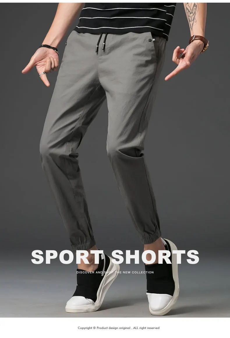 Summer MAN'S Ninth Pants Teenager Korean-style Cotton Linen Skinny Casual Pants Trend Pure Cotton Beam Leg Harem Pants Wholesale