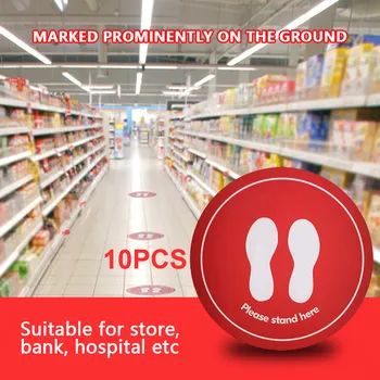 

Social Distancing Sign Isolated label Eye Catching Size 10.5x10.5 inches Marked Prominently on the Ground For Store Bank 504#2