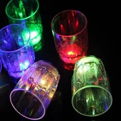 2 PCs Led Glowing Plastic Tumbler Cup Mug Wine Glass with Light for Beer Drinks, Whiskey, Cocktail, Parties Glow In The Dark