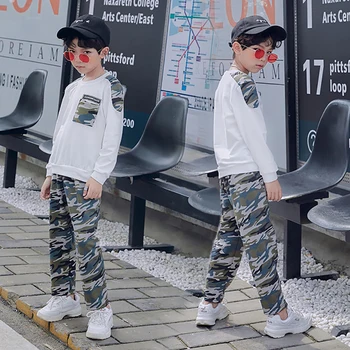 

ZWY565 Boys Spring Autumn Camouflage Clothes Set Children Handsome T-shirt Pants 2pcs Outfit Kids Sport Outdoor Clothing Set