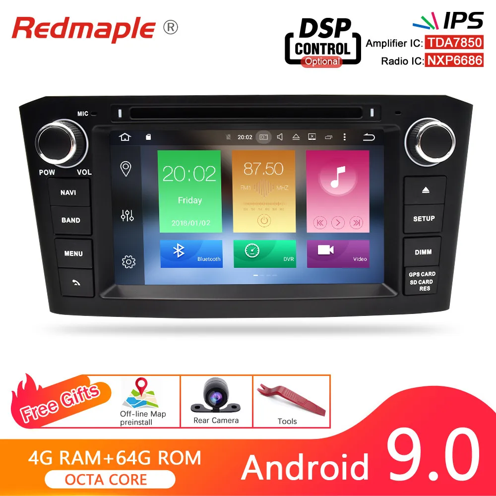 Ips экран Android 9,1/9,0 автомобильный dvd-плеер gps навигация Мультимедиа Стерео для Toyota Avensis T25 2003-2008 Радио Аудио головное устройство - Цвет: 4G Android 9.0black