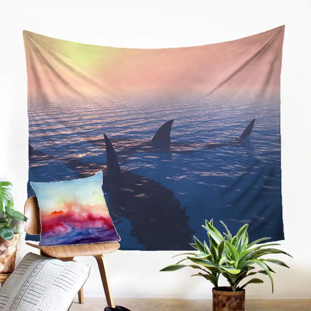 

Macrame Panel Wall Carpet Large Wall Tapestry Fabric Shark Pattern Modern Home Decoration Dorm Dector Wall Hanging