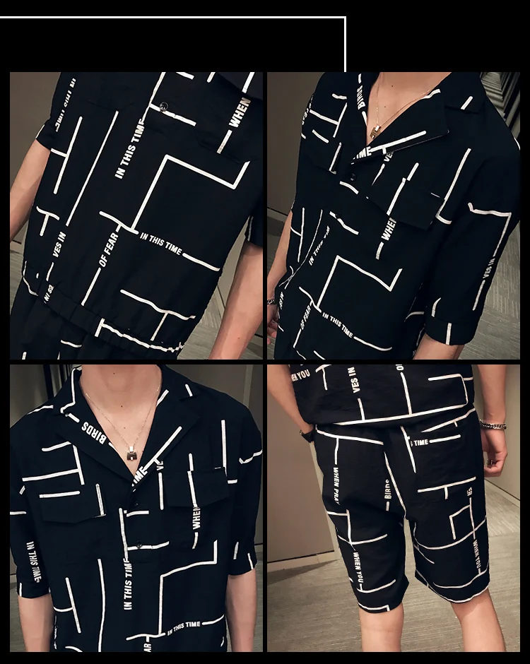 Корейский стиль Kleding уличная Ropa De Hombre Zomer футболки En Korte 2 шт набор Persoonlijkheid Gedrukt мужские kleding
