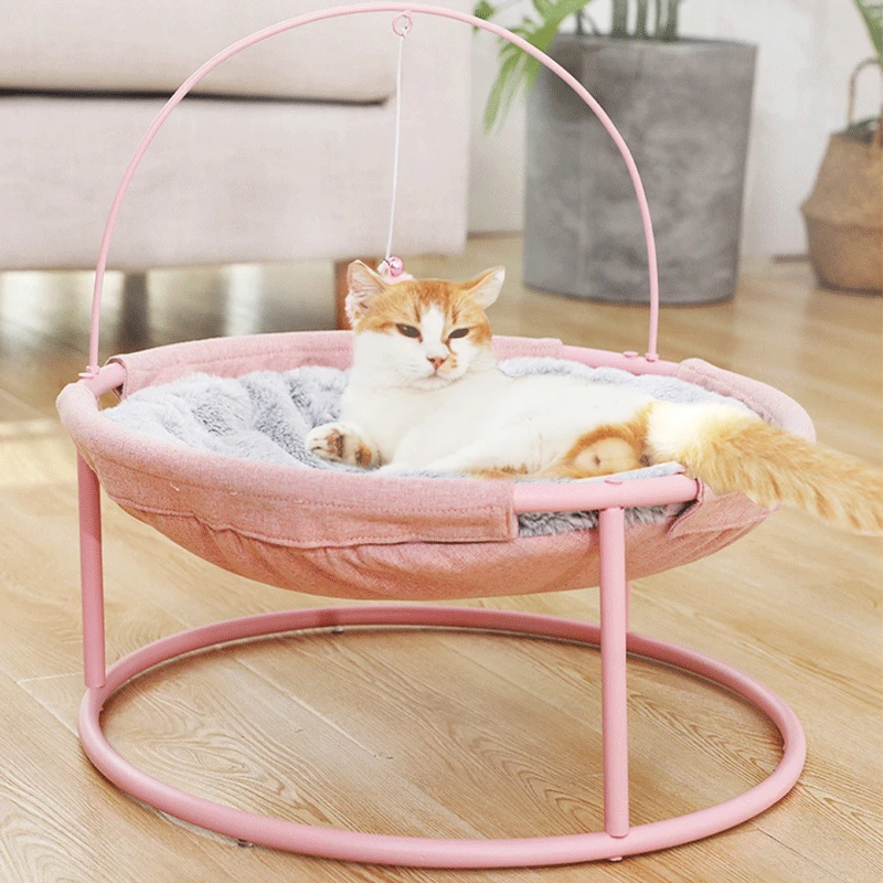 HEYPET Long Plush Cat Bed House Soft Round Cat Bed Winter Pet Dog