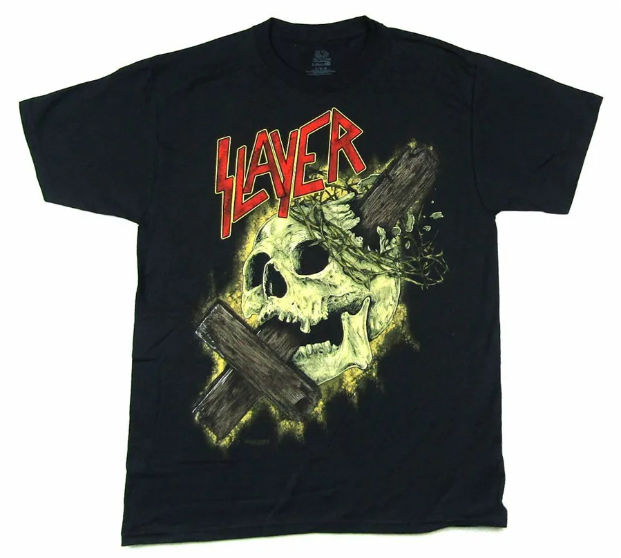 Slayer крест через череп 2015 Тур Мужская черная футболка новая группа товар большого