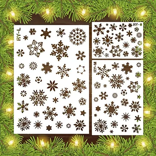 

S M L snowflake winter Christmas holiday DIY snowflake template coloring stencil coloring scrapbook decoration embossing Stencil