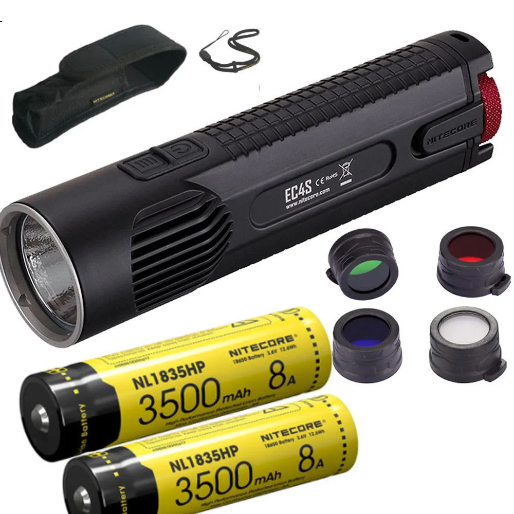 NITECORE EC4S тактический фонарь CREE XHP50 Макс 2150 люмен дальность луча 280 м уличный + 40 мм