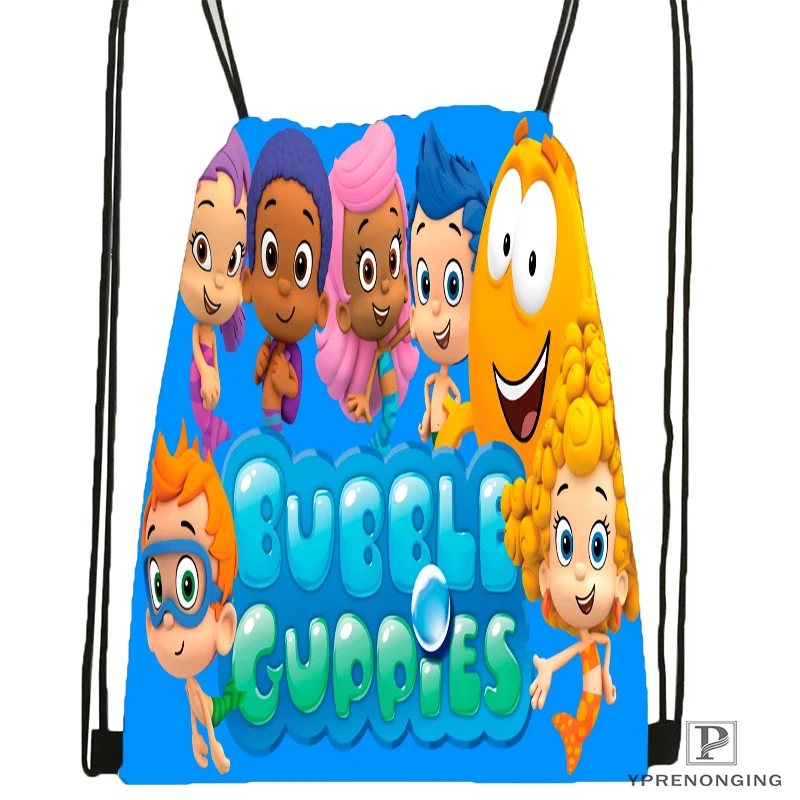 

Custom Bubble Guppies #2 Drawstring Backpack Bag Cute Daypack Kids Satchel (Black Back) 31x40cm#180531-02-43