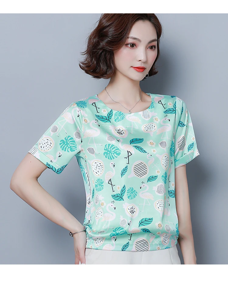 Женские топы и блузки женские топы 4XL размера плюс Blusas Mujer De Moda повседневные блузки с коротким рукавом и принтом 5660 50