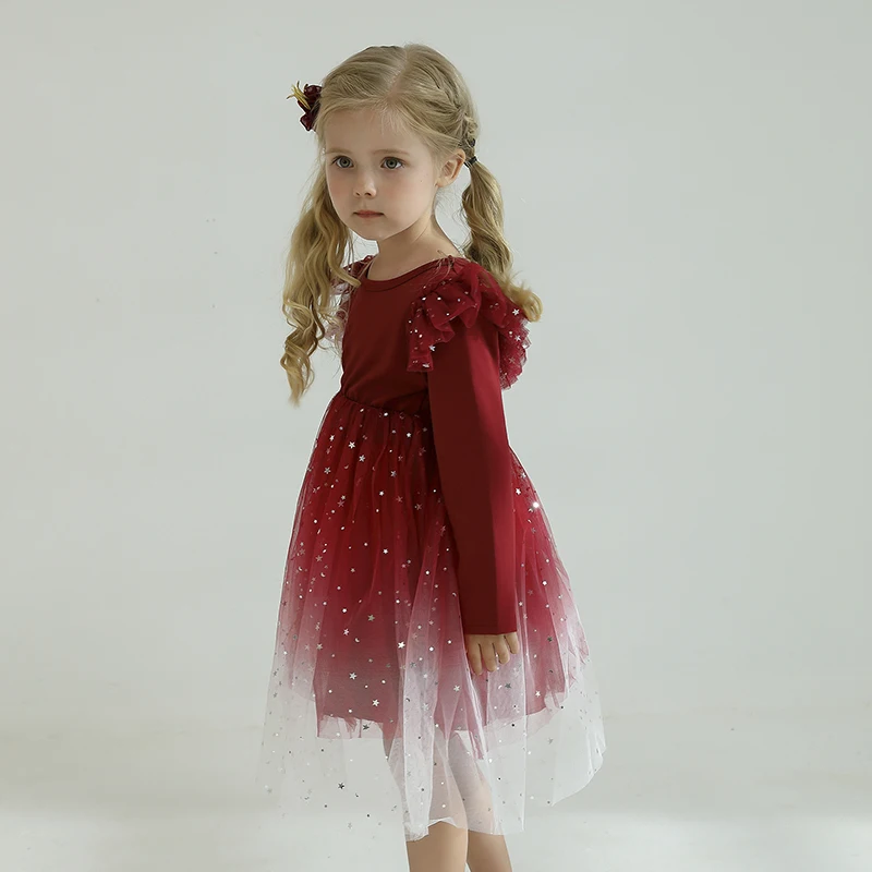 new model children's dress Autumn Full Sleeve Dresses for Girls Flower Wedding Party Tulle Dress Girl Birthday Elegant Gown Spring Tutu Children's Dresses fancy baby dresses