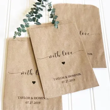 

Custom Wedding Favors - Printed Favor Bags - Recycled Wedding - Treat bag Goodie Bag - Bridal Shower Favors