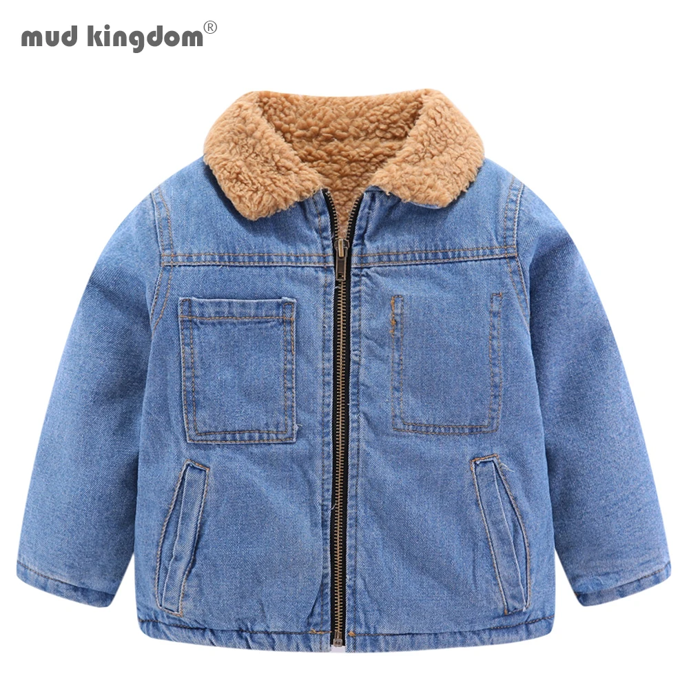 Mudkingdom Baby Girls Boys Denim Autumn Jacket Thicken Jeans Coat Children Clothes Kids Jackets for | Детская одежда и обувь