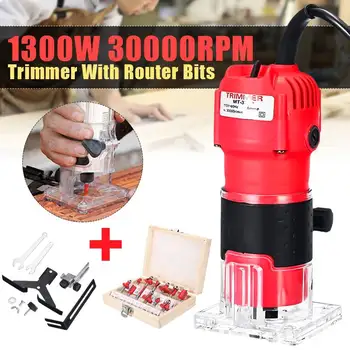 

220V 1300W Woodworking Electric Trimmer Wood Router Joiners Carving Machine 6.35mm Hand Trimmer Milling Engraving Power Tool