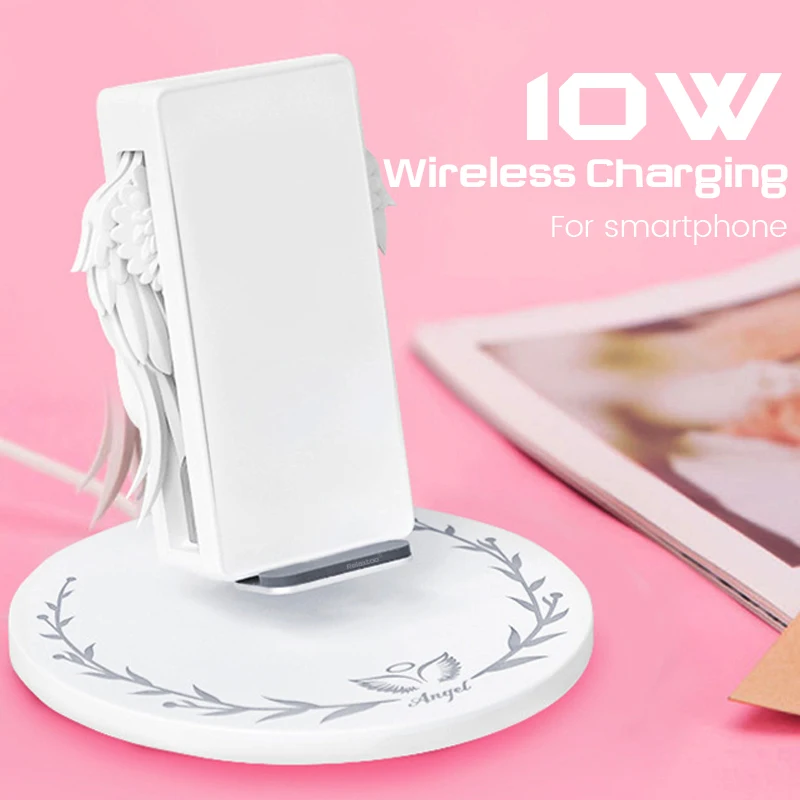 

10W Wireless Charging Dock Angel Wings Fast Charger for iPhone Xr Xs 8 Plus Samsung S8 S9 S10 Note10+ Huawei P30 Mate 20 Pro Mi9