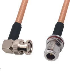 RG142 N Female bulkhead To BNC Male Plug Right angle Connector RF Coaxial Jumper Pigtail Cable
