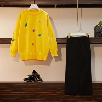 

JUAY KALA 2 piece set Autumn And Winter Women's New Fashion Sweater Suit Skirt Two-piece Suit Female Winter Skirt костюм женский