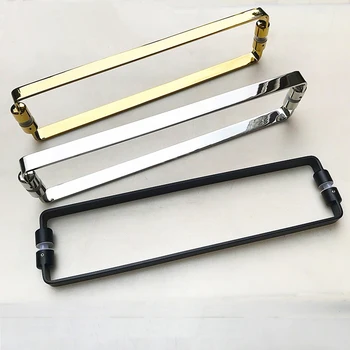 

1pair Glass door handle Shower room pulls Stainless steel Wooden doorknob Store office gate handles Bathroom decoration hardware