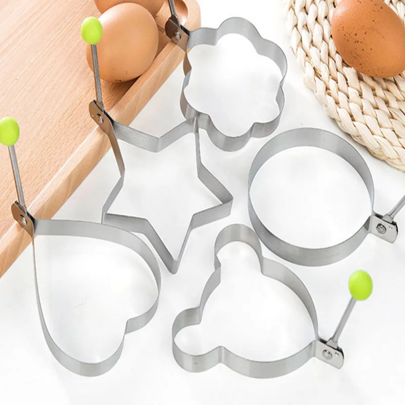 

1Pcs Creative Practical Various Shapes Stainless Steel Egg Frying Tool Collapsible Handheld Cooking Mould Convenient Baking Mold