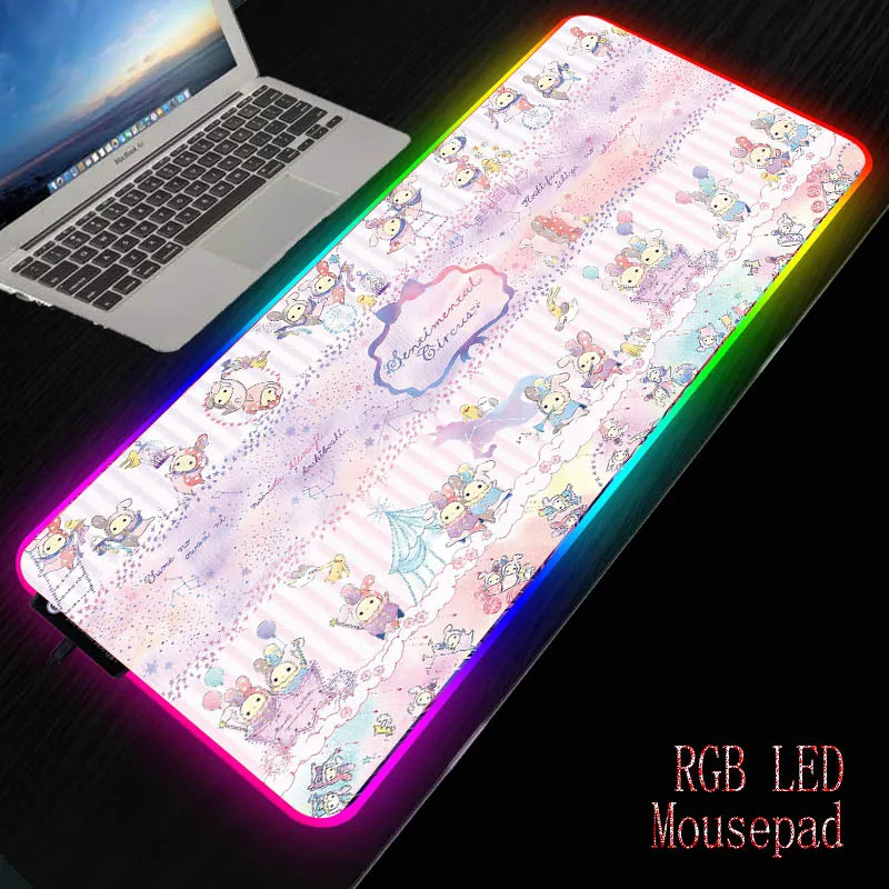 

Korilakkuma Anime Luminous RGB LED Desktop Gaming MousePad Kawaii Computer Mousepad Natural Rubber Large Size Mousepad Xxl 90X40