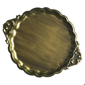 

Vintage Gold Tray Cameo Shallow Pallet Home Decorations Cake Tools Bread Food Fruit Plate
