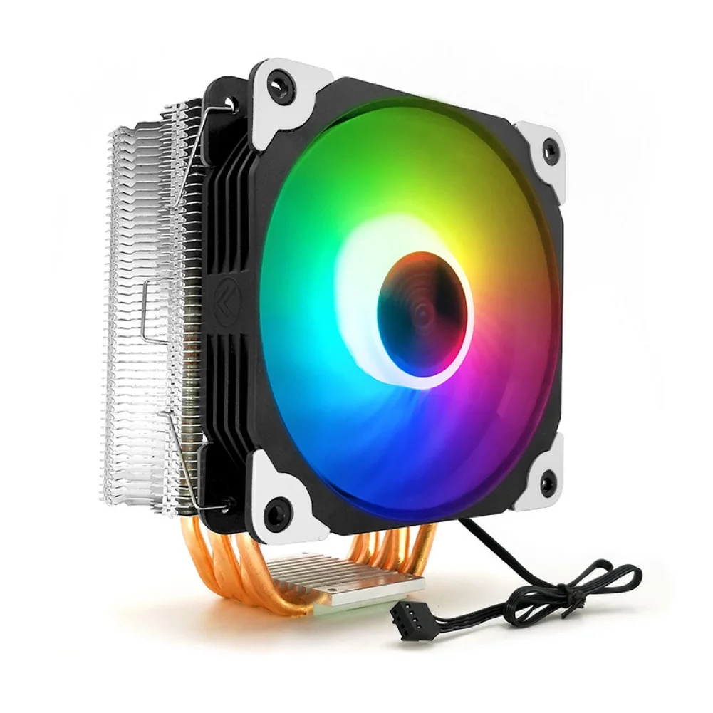 5 тепловых трубок RGB светодиодный светильник PC Компьютерный Вентилятор Quad СВЕТОДИОДНЫЙ светильник 120 мм PC чехол для компьютера охлаждающий вентилятор тихий разъем кулер для процессора