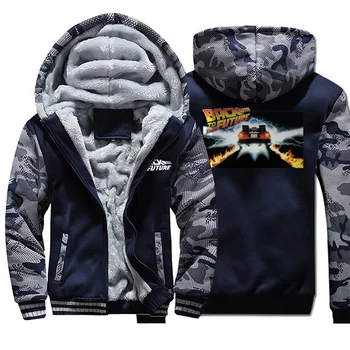 

Men hoodie camouflage plus back-to-the-future fashion hooded velvet thick jacket sweatshirt autumn winter casual zipper clothes