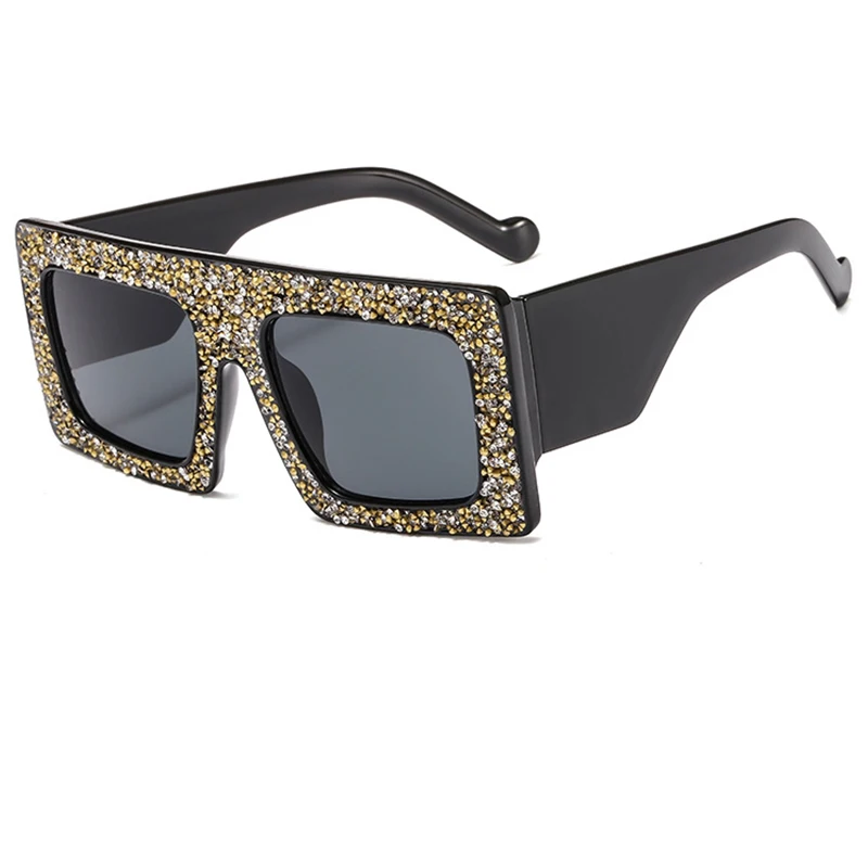 Роскошные квадратные солнцезащитные очки с бриллиантами для женщин, большие размеры, фирменный дизайн, кристальная оправа, стразы, солнцезащитные очки Oculos