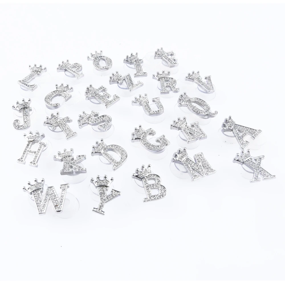 Hot Sale Metal Croc Shoe Charms Crown Letter Bling Rhinestone Shoes Decorations High Quality Butterfly Wristband Accessories