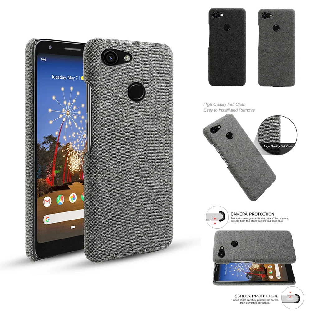 

For Google Pixel 3a Phone Back Case Ultra Thin Woven Fabric Cloth Hard PC Anti-scratch Phone Protector For Google Pixel 3a Funda