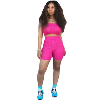 

2 Piece Set Women Festival Sexy Off Shoulder Knit Crop Sweater Top Shorts Matching Sets Two Piece Club Outfits