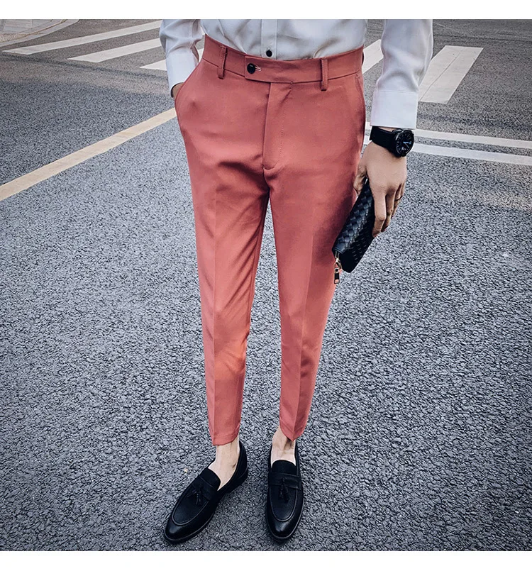 Весна британский стиль сплошной костюм брюки мужские Pantalon Hombre горячая Распродажа уличная Мужская брюки деловой строгий костюм мужские штаны