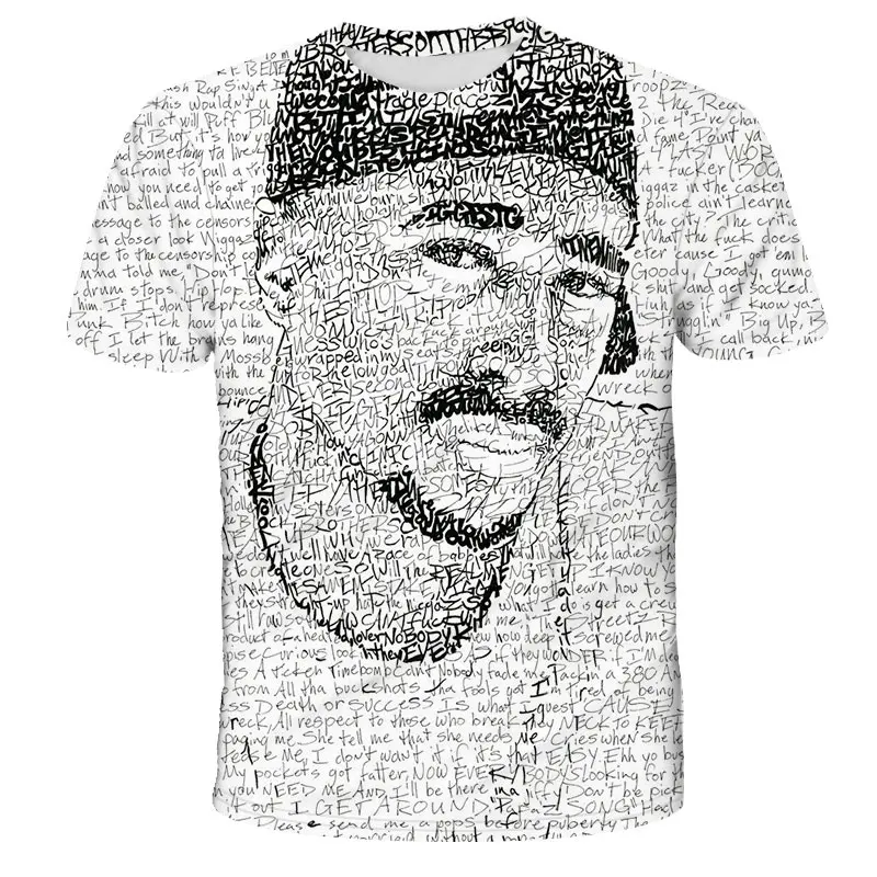 Летняя модная футболка с 3D принтом мужская и женская в стиле хип-хоп 2pac Tupac / Biggie