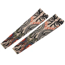 Качественный эластичный принт с драконом, рождественский подарок, половинная татуировка, рукав для руки, 2 штуки