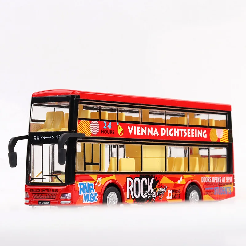 

[Boxed] Double Layer Bus Model Alloy Model Car Model Sound Station Bus Pull Back Car Sound And Light