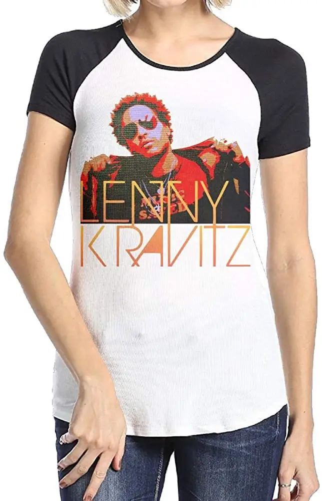 FGHFG Women's Lenny Kravitz Short Sleeve Raglan Baseball Tshirt Black Unisex men women t shirt |