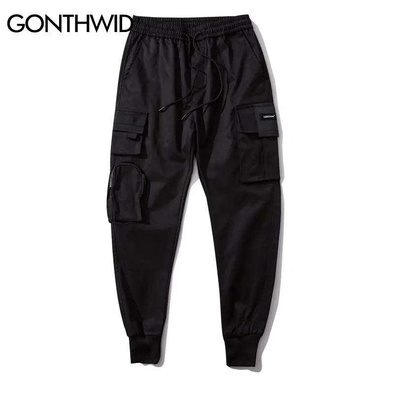 GONTHWID Side Zipper Pockets Cargo Harem Joggers Pants Men 2023 Hip Hop Casual Harajuku Streetwear Sweatpant Trousers Male Pants