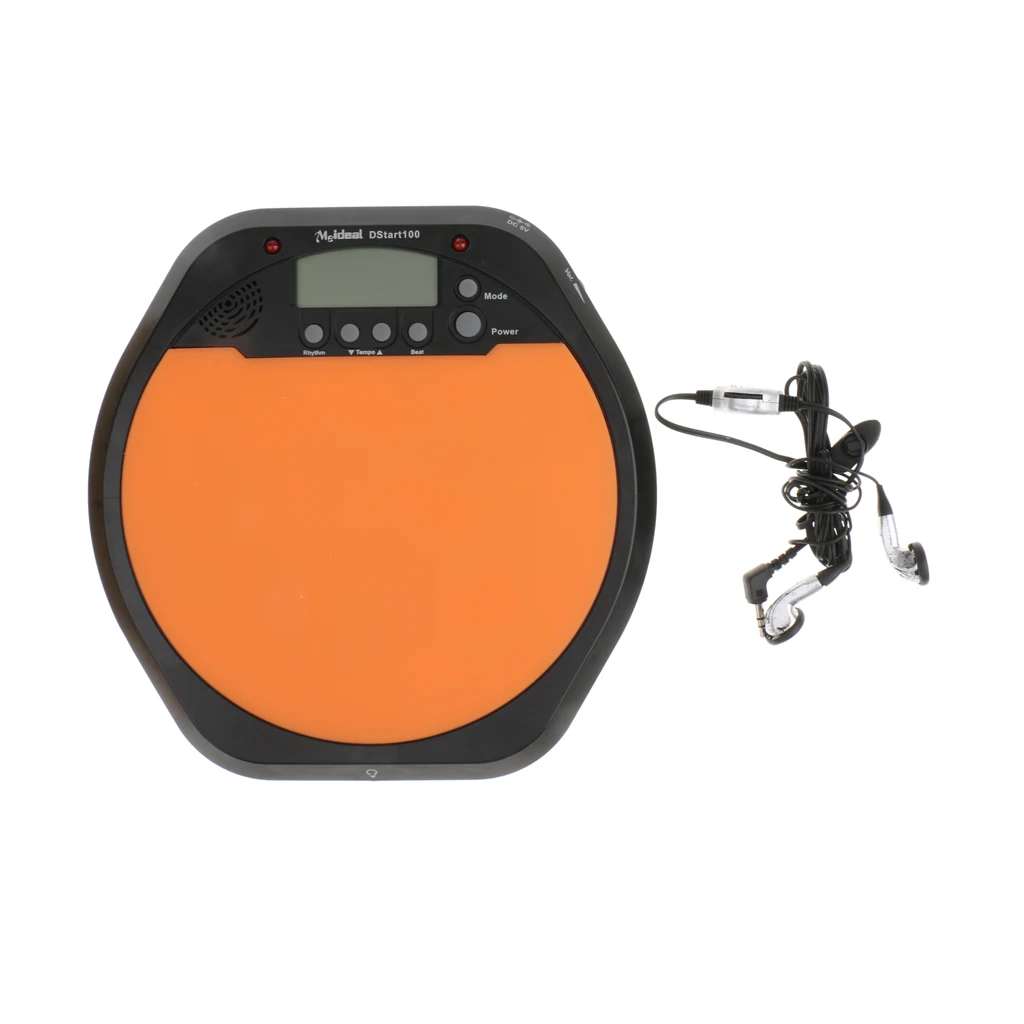 Digital LCD Display Practice Drum Pad Drummer Training Pad Metronome Orange
