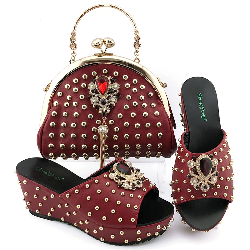 Doershow Fashion Shoe And Bag Set For Party Italian Shoe With Matching