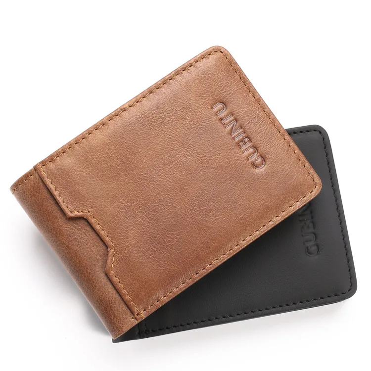 Тонкий кожаный ID/кредитный держатель для карт, двойной передний карман, кошелек с блокировкой RFID, бизнес-держатель для карт, натуральная кожа