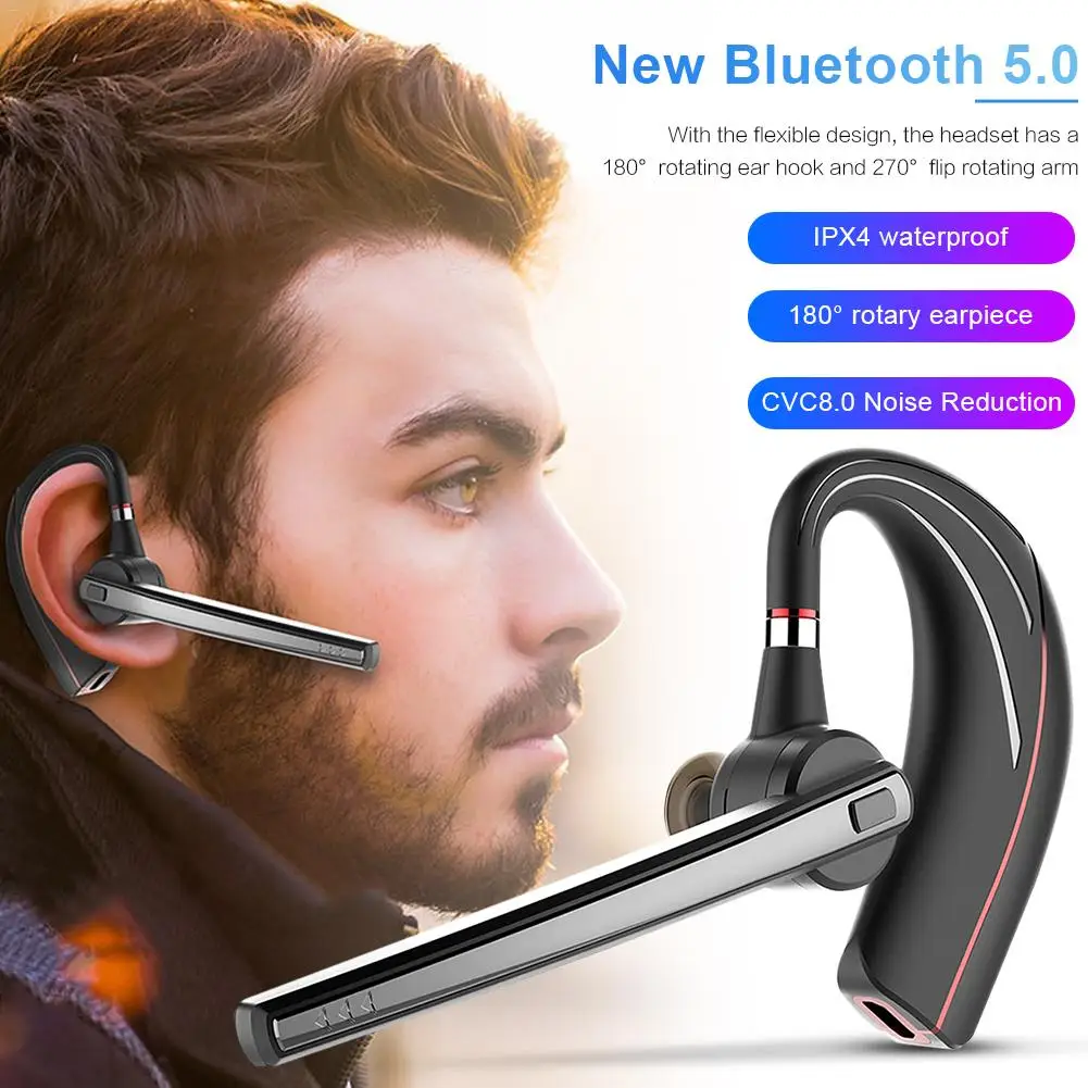 Гарнитура B1 Bluetooth 5,0 с одним заушником, наушники с микрофоном и шумоподавлением CVC8.0 для спорта и бизнеса