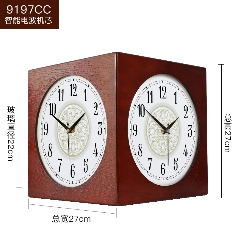 Белые Двухсторонние настенные часы для гостиной бытовые модные настенные Угловые подвесные простые двухсторонние часы Угловые часы 50wc9 - Цвет: 8